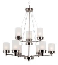  70339 BN - Fusion Collection, 9-Light Shaded 2-Tier Chandelier with Chain